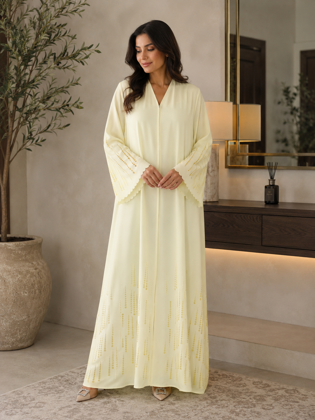 Pearl Glow Embroidered Abaya