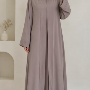 : Timeless Taupe Abaya – Wrap-Tie Design