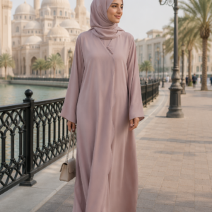 Refined Pleated Taupe Abaya – Pintuck Design