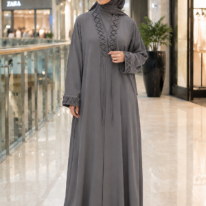 Refined Mauve Lattice Abaya – Crisscross Detail