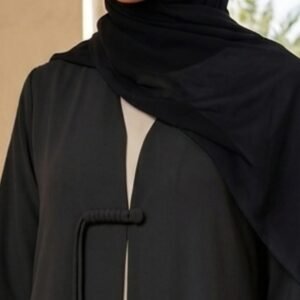 Warm Taupe Abaya – Floral Cord Embroidery