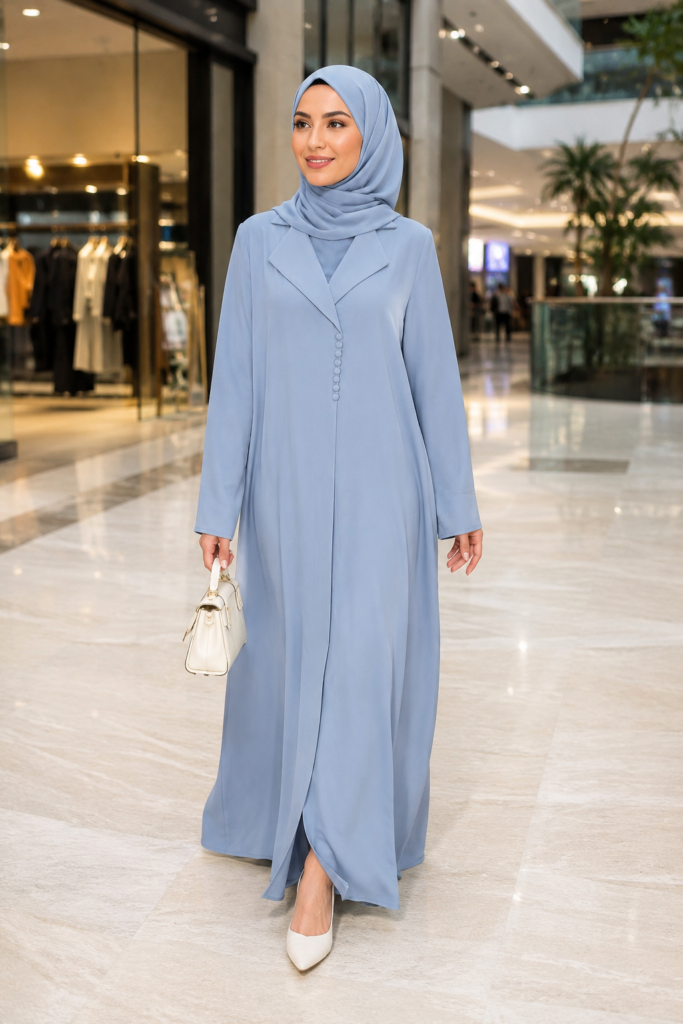 Polished Navy Blazer Abaya – Tailored Design