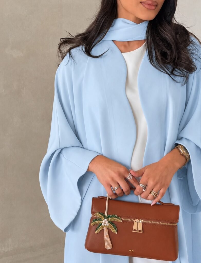 Effortless Sky Blue Abaya – Choker-Tie Design