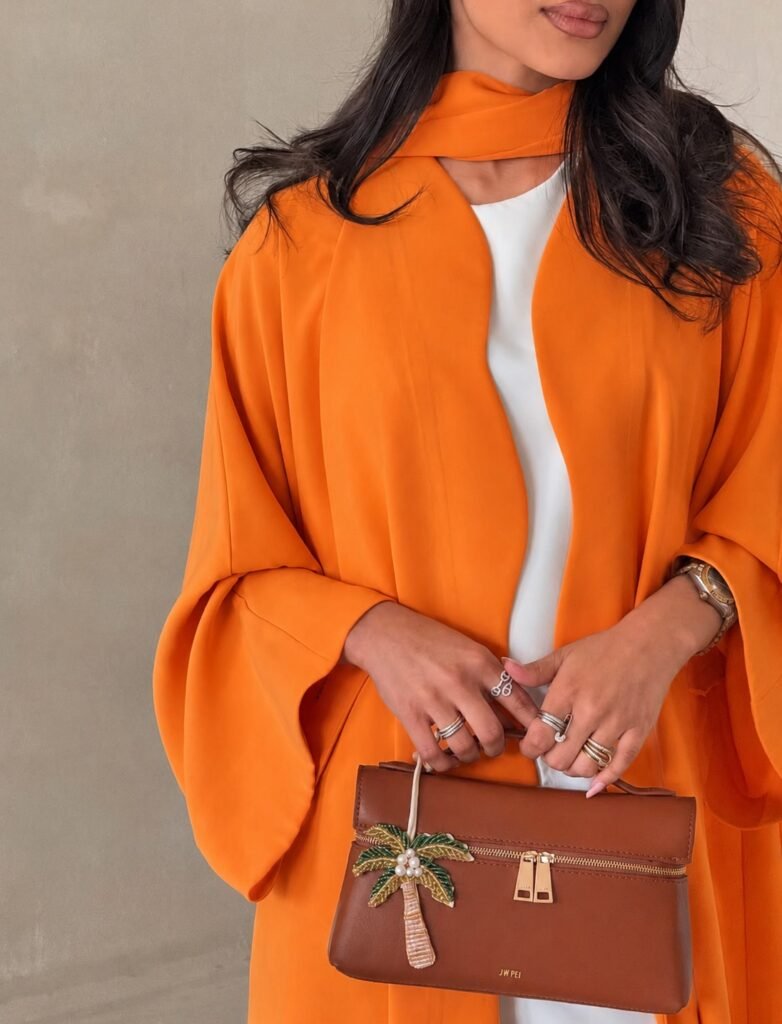 Vibrant Orange Abaya – Choker-Tie Design