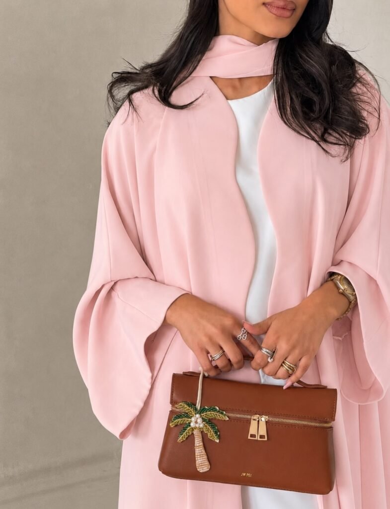 Soft Blush Pink Abaya – Choker-Tie Design