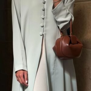 Charming Lavender Abaya – Round Button-Front Design
