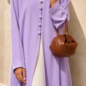 Elegant Purple Abaya – Round Button-Front Design